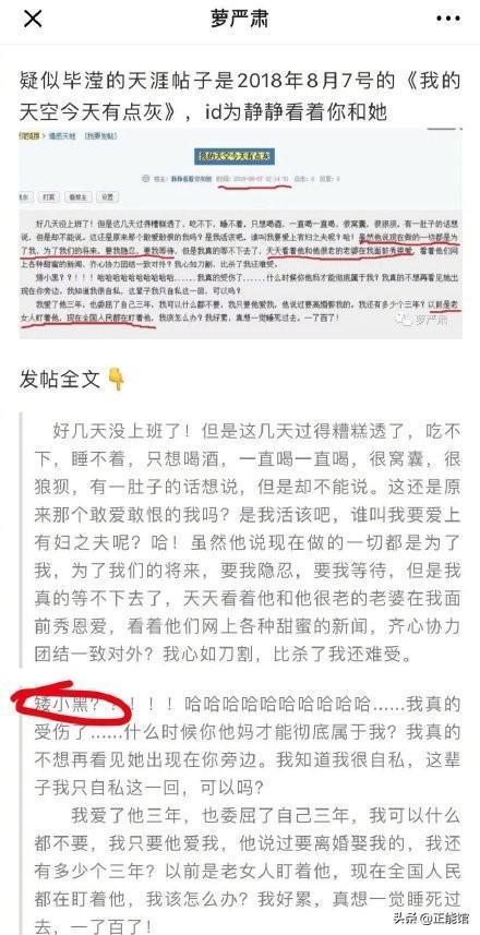 疑似毕滢小号被扒，内容劲爆信息量大，洪欣删光关于张丹峰的微博