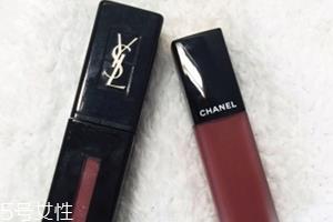 香奈儿唇釉154和ysl407试色对比